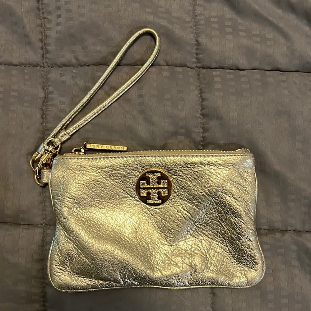 Gold Tory Burch Wristlet